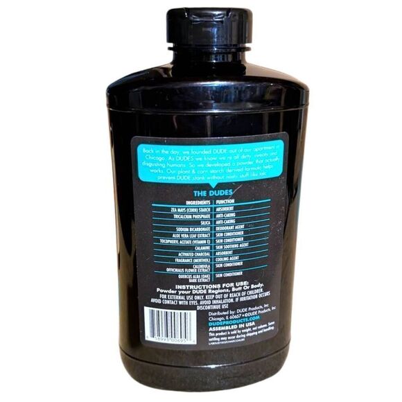 Dude Body Powder Menthol Chill with Charcoal 10 oz Deodorant Absorbs Sweat - Picture 2 of 7
